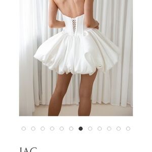 Strapless White Bubble-Hem Midi Dress